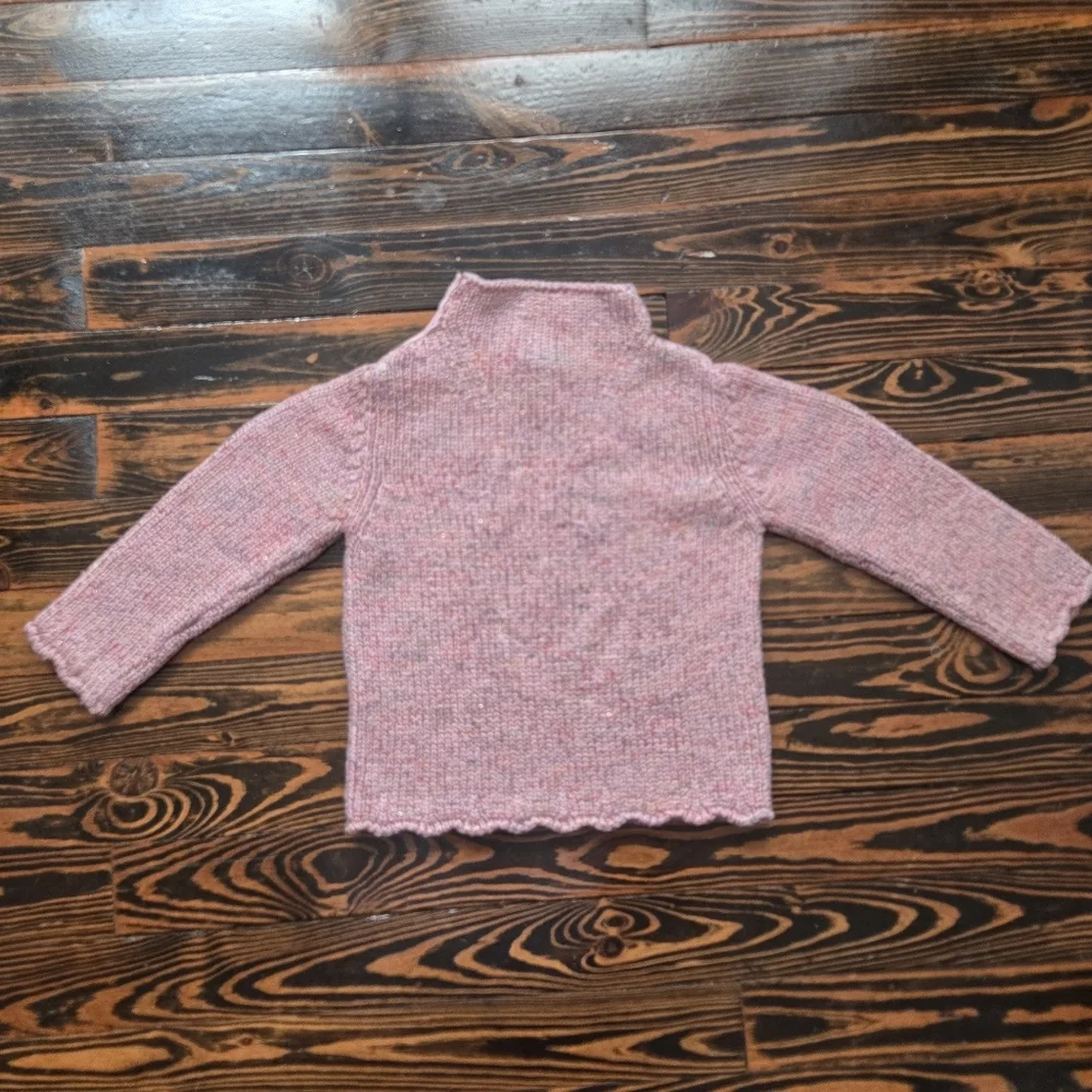 Baby Gap 12-18M Pink Marled Knit Sweater Mock Neck Button Shoulder Confetti Top